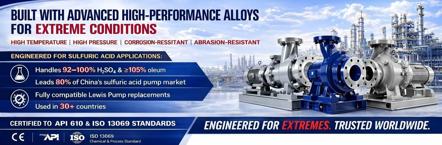 Corrosion-resistant sulfuric acid pumps for high-concentration acid service, ChemPumps